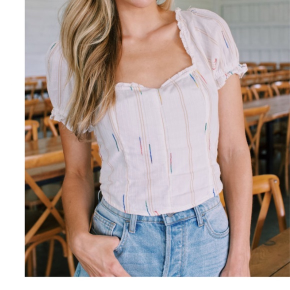 NWT Free People Seratonin Corset Top Ivory (size L) - Picture 2 of 13